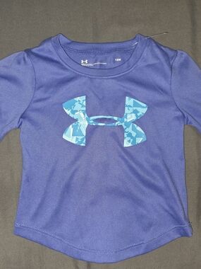 Under Armour Purple Kids' Short Sleeve Shirt with Blue Logo